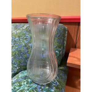 Vintage Hoosier Glass Vase Art Deco Pattern Clear Glass Decor